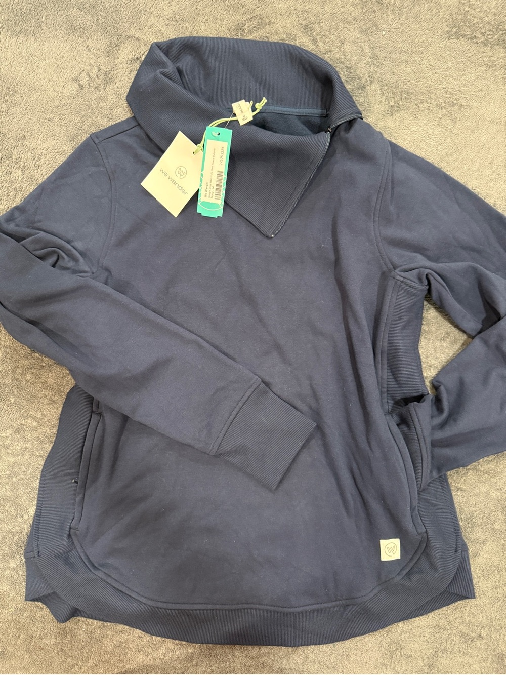 We Wander Maggie Mock Neck Tulip Hem Fleece Pullover NWT